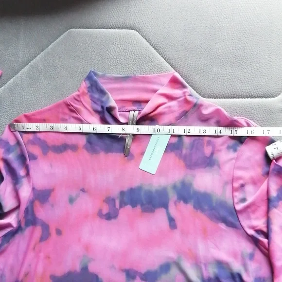 NWT Anthropologie Mesh Turtleneck Mockneck Top Long Sleeve Pink and Purple - Picture 10 of 16
